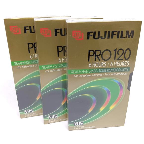 Lot of 3, New FujiFilm Fuji Film Pro 120 VHS Video Cassette Tapes Shrinkwrapped - Picture 1 of 4